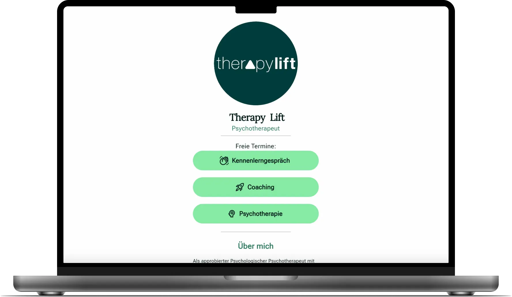 Die Therapy Lift Online-Praxis auf einem Laptop