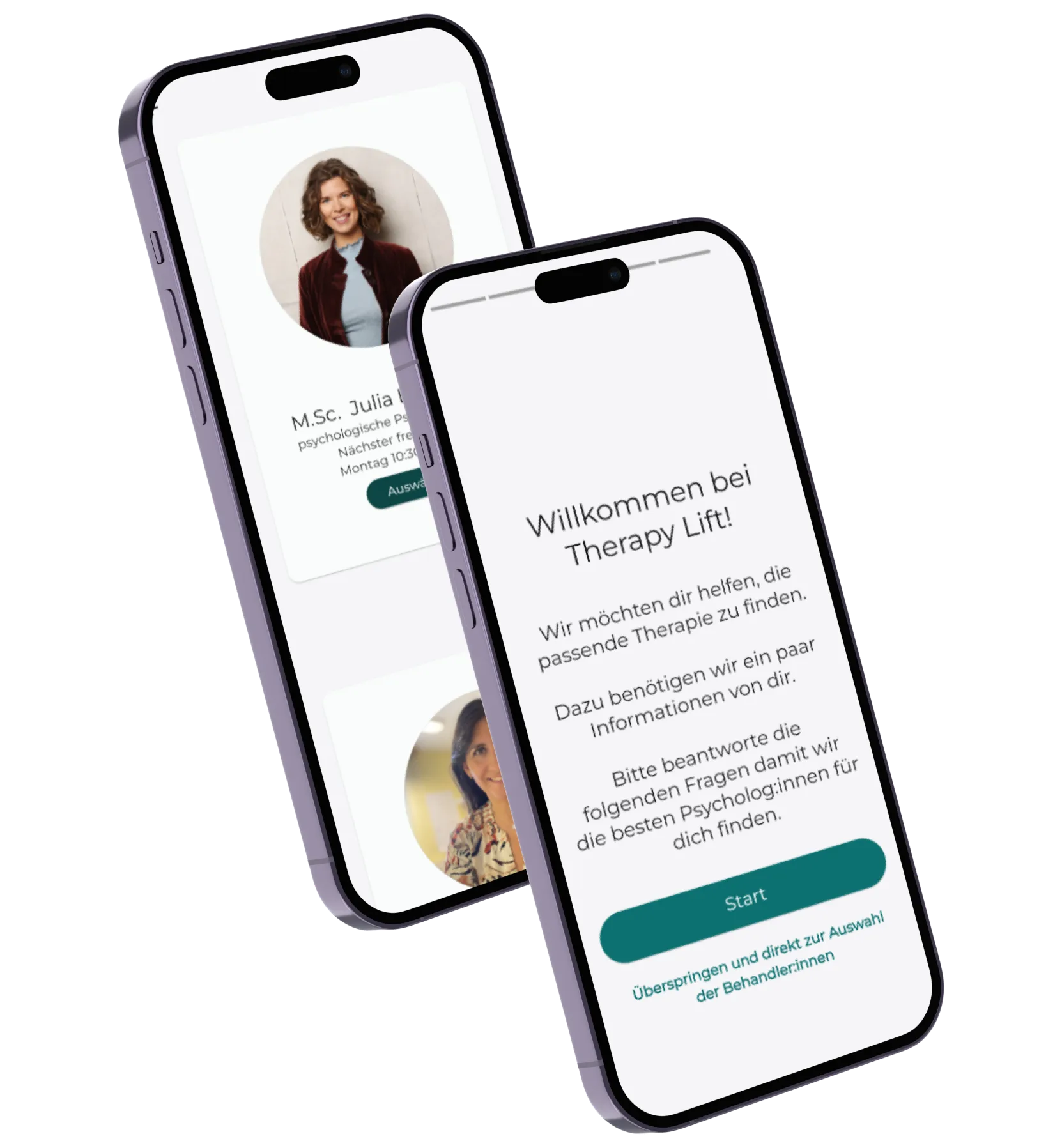 Device mockups showcasing the Therapy Lift App