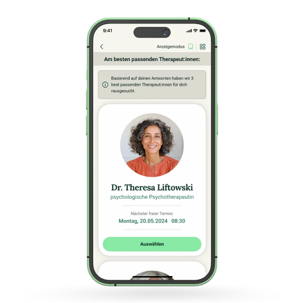 Auswahl passender Therapeut:innen in der Therapy Lift App