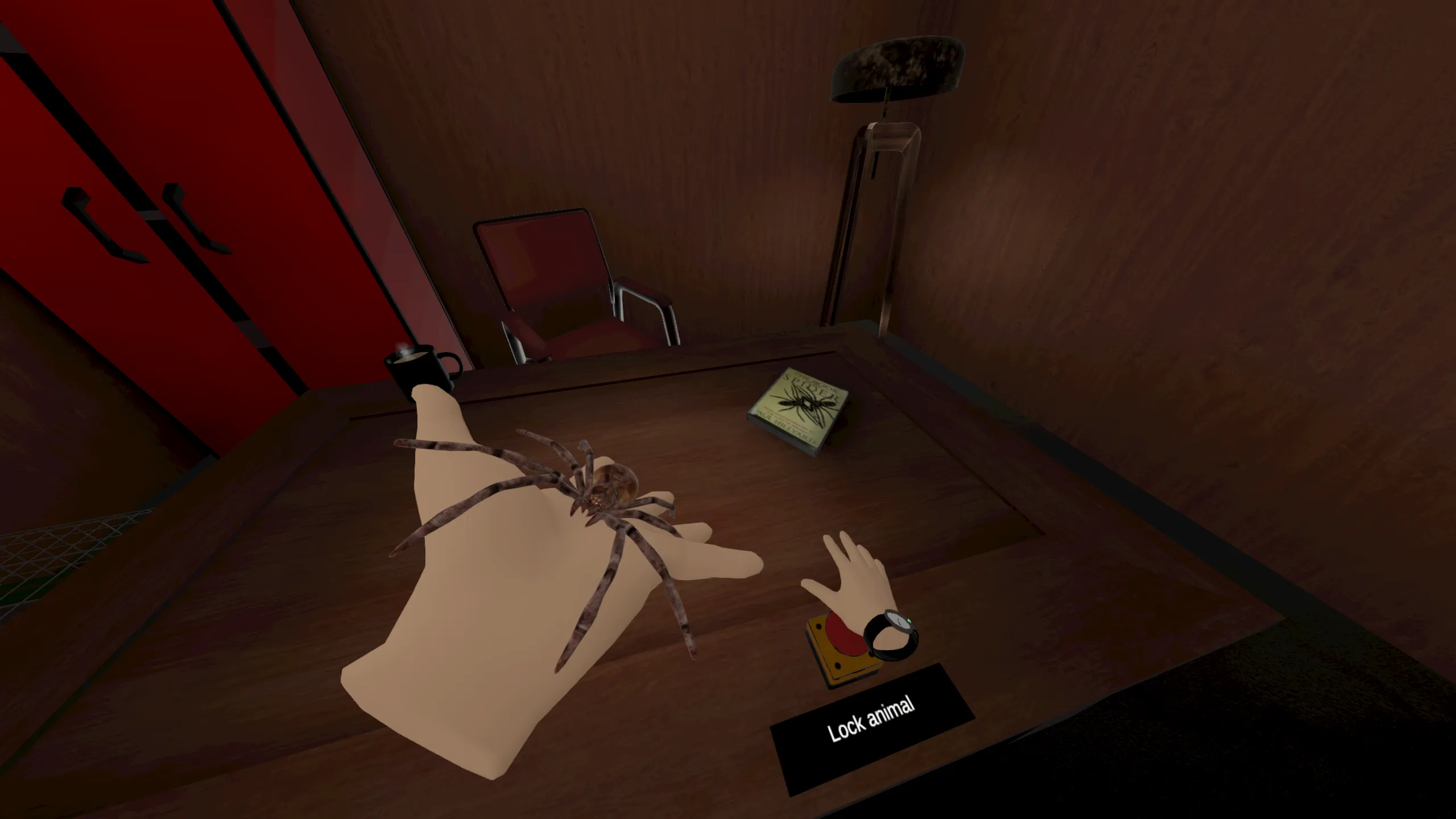 Ansicht einer Spinne in der VR Welt von Psycurio